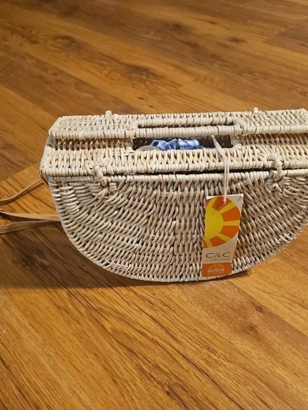 C&C California Cream Woven Half-Moon Crossbody